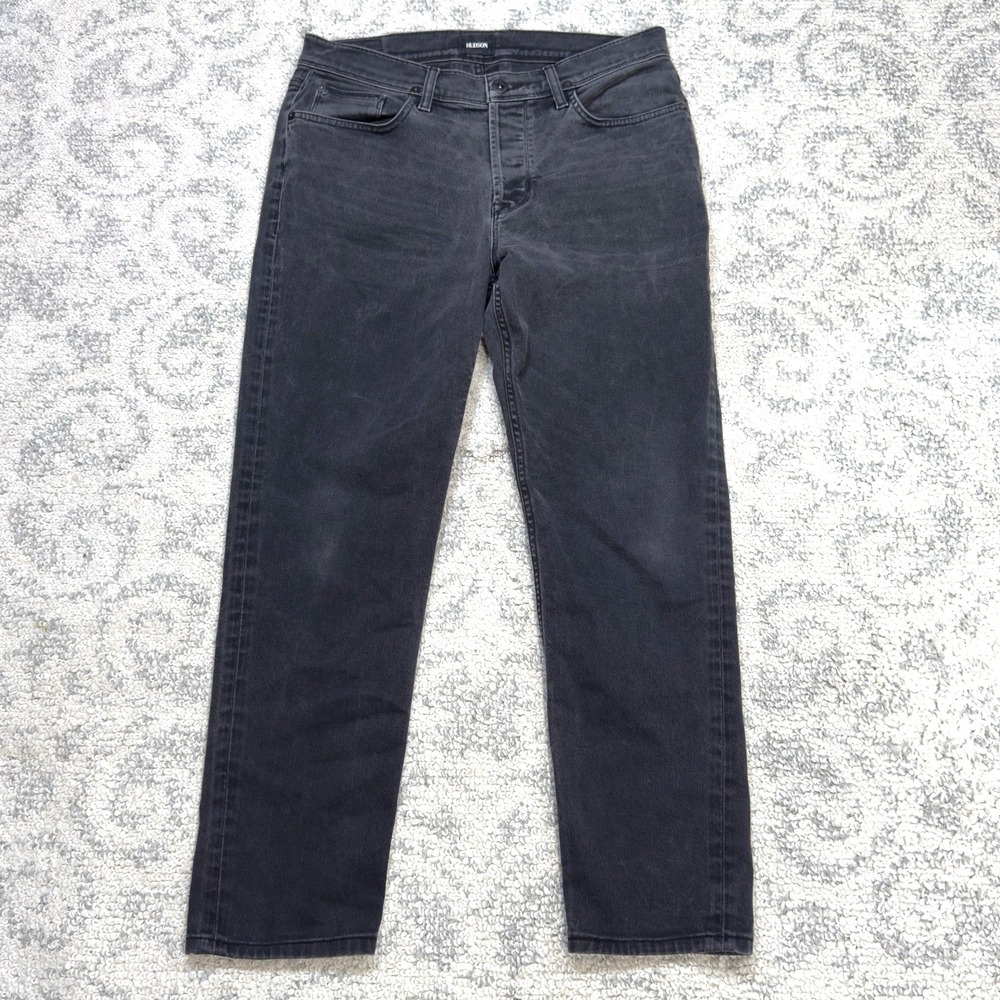 Hudson Sartor Relaxed Skinny Jeans Men's Size 33 Button Fly Charcoal Wash‎ EUC